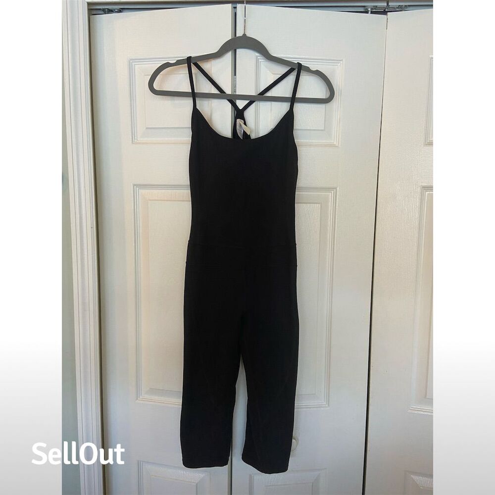 Women's Black Strappy Knit Jumpsuit Size M Eco-Friendly Soft Fabric